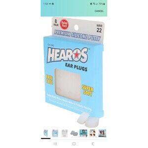 Hearos 5068 Moldable Silicone Waterproof Swimming Earplugs Pack of 8
